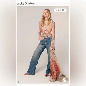 Free People Movement Lucky Shirtee Peach Bloom Sz XS‎